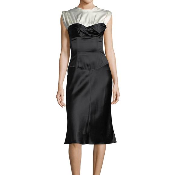 Alexander Wang Satin Trompe l'Oeil Cocktail Dress - Picture 1 of 4